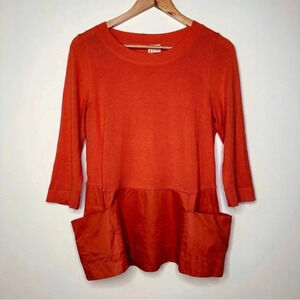 MOTH Anthropologie Breeze Point Orange Wool Blend Sweater Size Medium
